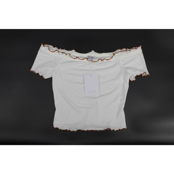 love, Fire Tops - NWT Love Fire white stretchy off‎ the shoulder crop top small